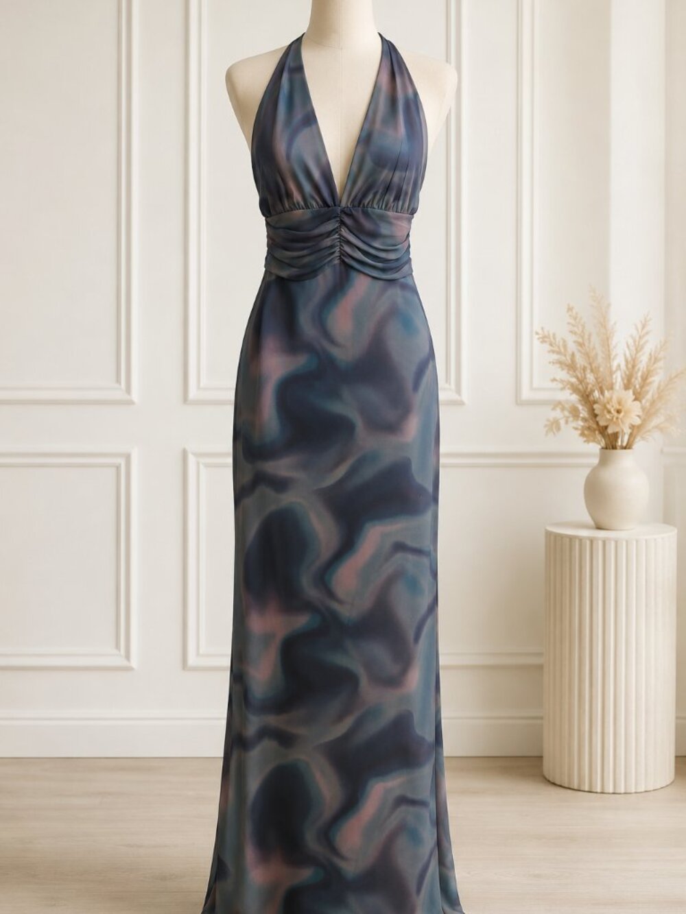 Saints Abstract Print Halter Maxi Dress – Size Small